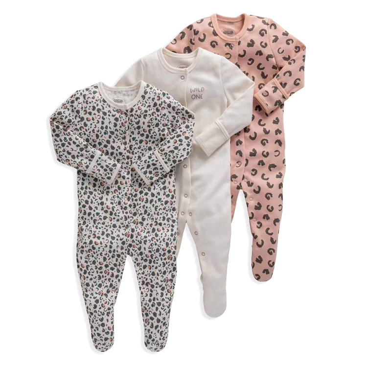 Foreign trade children's clothing spring and autumn baby jumpsuit long sleeve foot-covered climbing pajamas newborn baby gift box cross-border exclusive