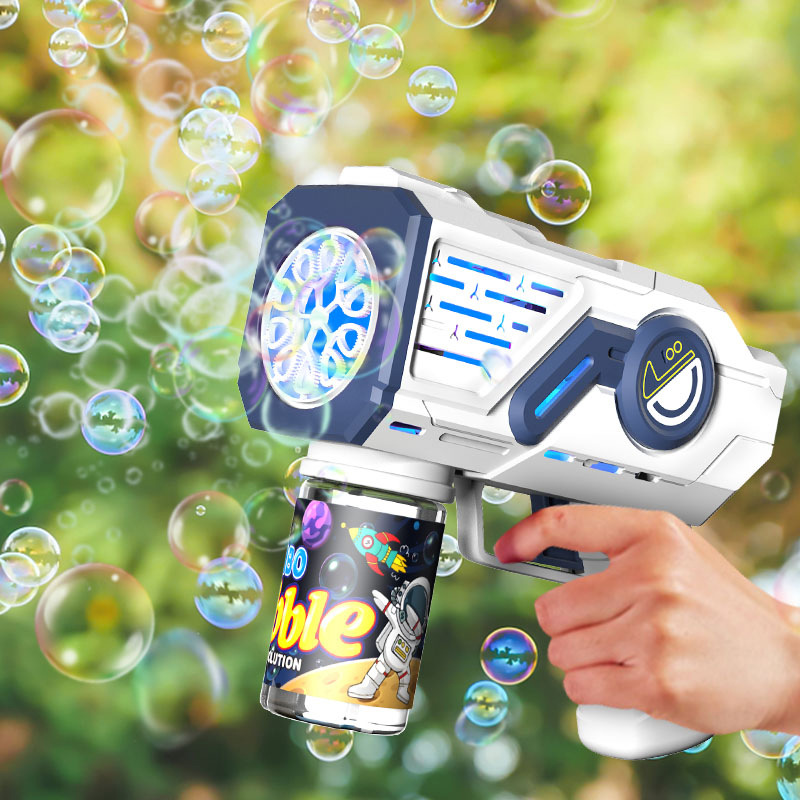 2025 New Space 10-Hole Internet Celebrity Kidsren's Electric Handheld Bubble Machine for Toddlers Fully Automatic Bubble Gun Without Water Leakage