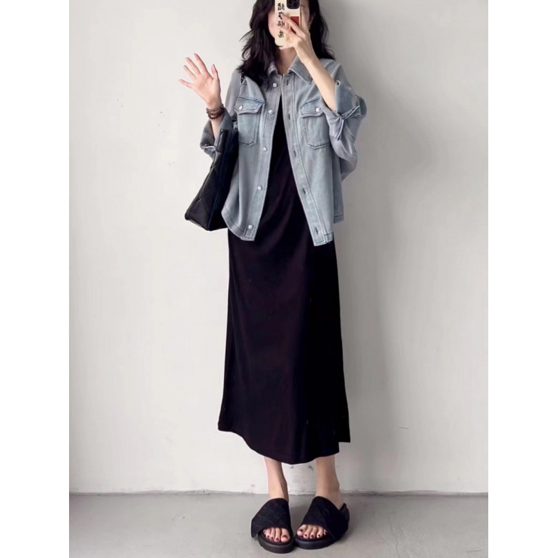 Cross-Border Retro Niche Denim Jacket for Women in Autumn Loose Korean Style Women's Versatile Cardigan Denim Jacket Outer Clothes Trendy