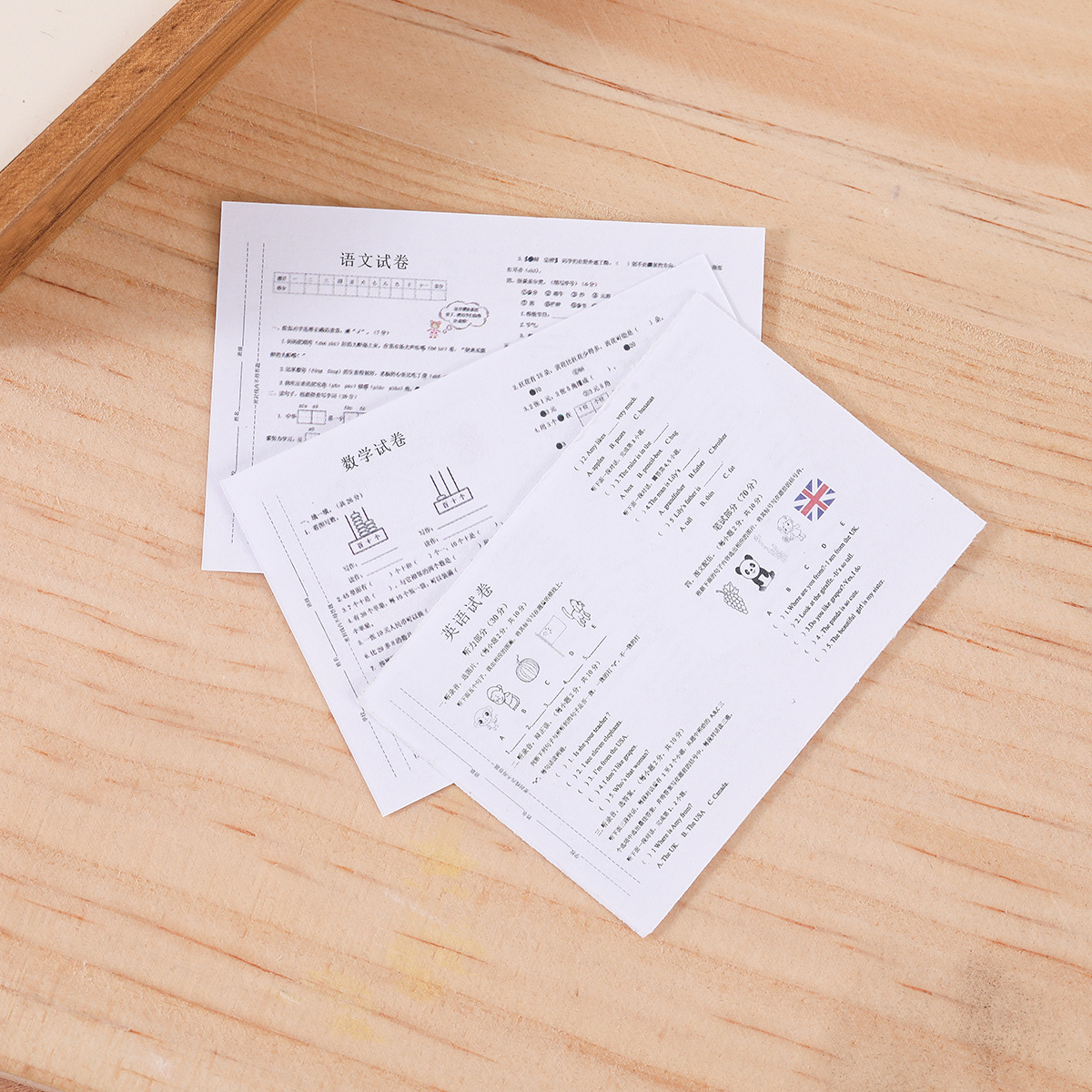 Miniature mini simulation test paper Dollhouse doll house classroom life scene pocket diy ornaments