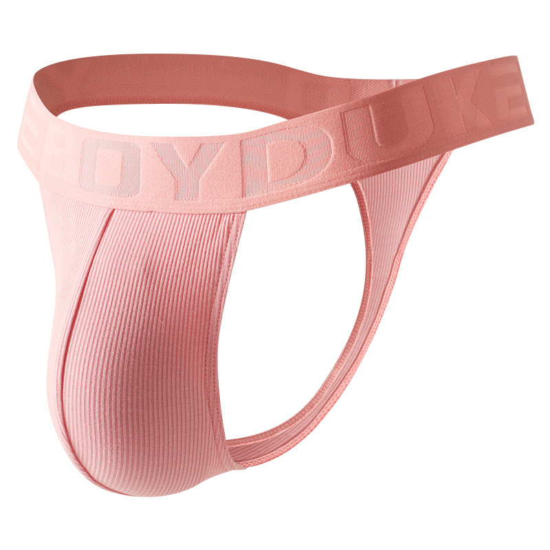 Men's Thong Solid Color Comfortable Breathable Personalized Rib Sex U Convex Sexy Hip-lifting Thong Underwear Comfortable Breathable T