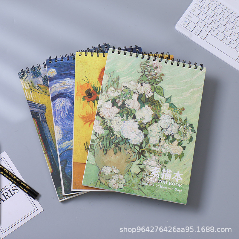 A4 Art Gouache Oil Painting Book Watercolor Art Student Sketch Coil Book Thickeneded Outdoor Sketching Painting Sketch Book