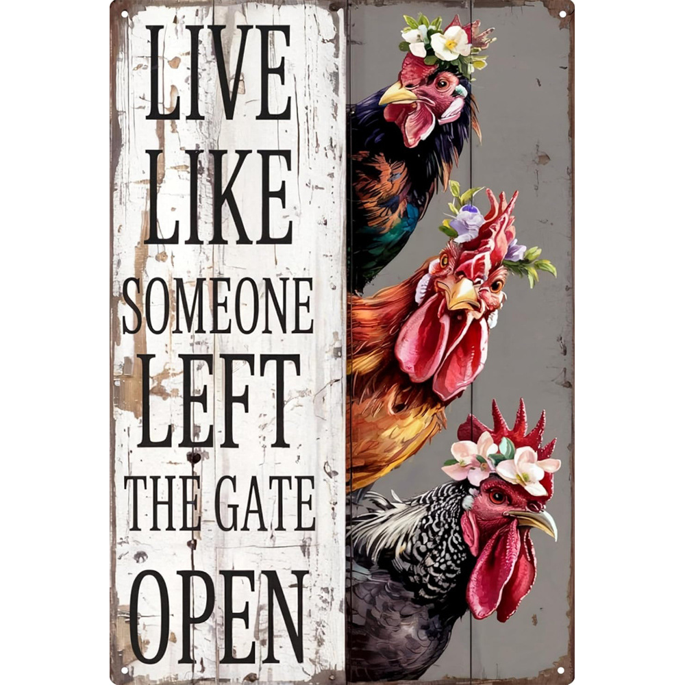 Cross-Border Retro Creative Tin Painting Aluminum Plate Painting Farm Chicken Coop Eggs Personalized Wall Decoration Decorative Painting Wholesale