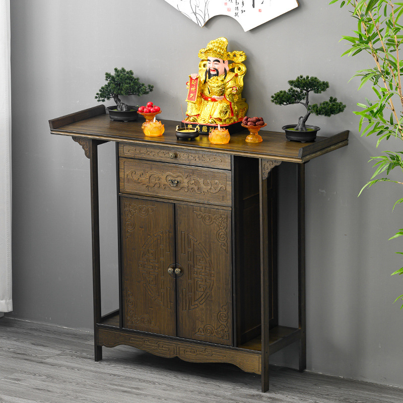 Shrine Table for Home Shrine New Chinese Style Cabinet for God of Wealth Cabinet for Guanyin Bodhisattva Buddha Statues Cabinet Tribute Table