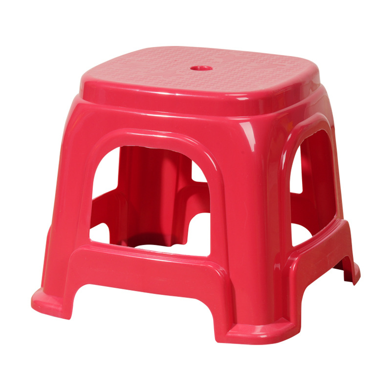 Plastic Red Small Stool for Home Use, Durable Plastic Children's Low Stool, Small Bench, Thickened Adult Round Stool, Stackable and Printed