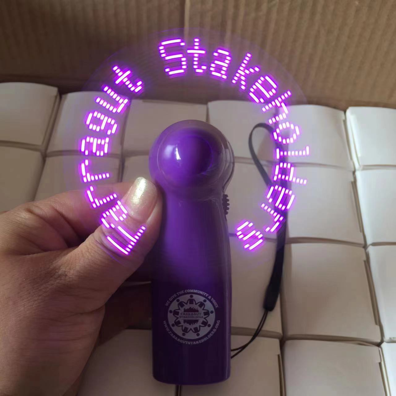 Small fan mini advertising display word small fan mini charging fan mini electric fan display word fan led