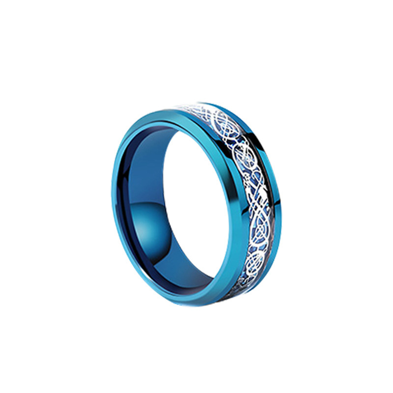 European and American Fashion Men's Rings Wholesale Titanium Steel Diamond Stainless Steel Dragon Pattern Pieces Couple Cross-Border Popular Accessories