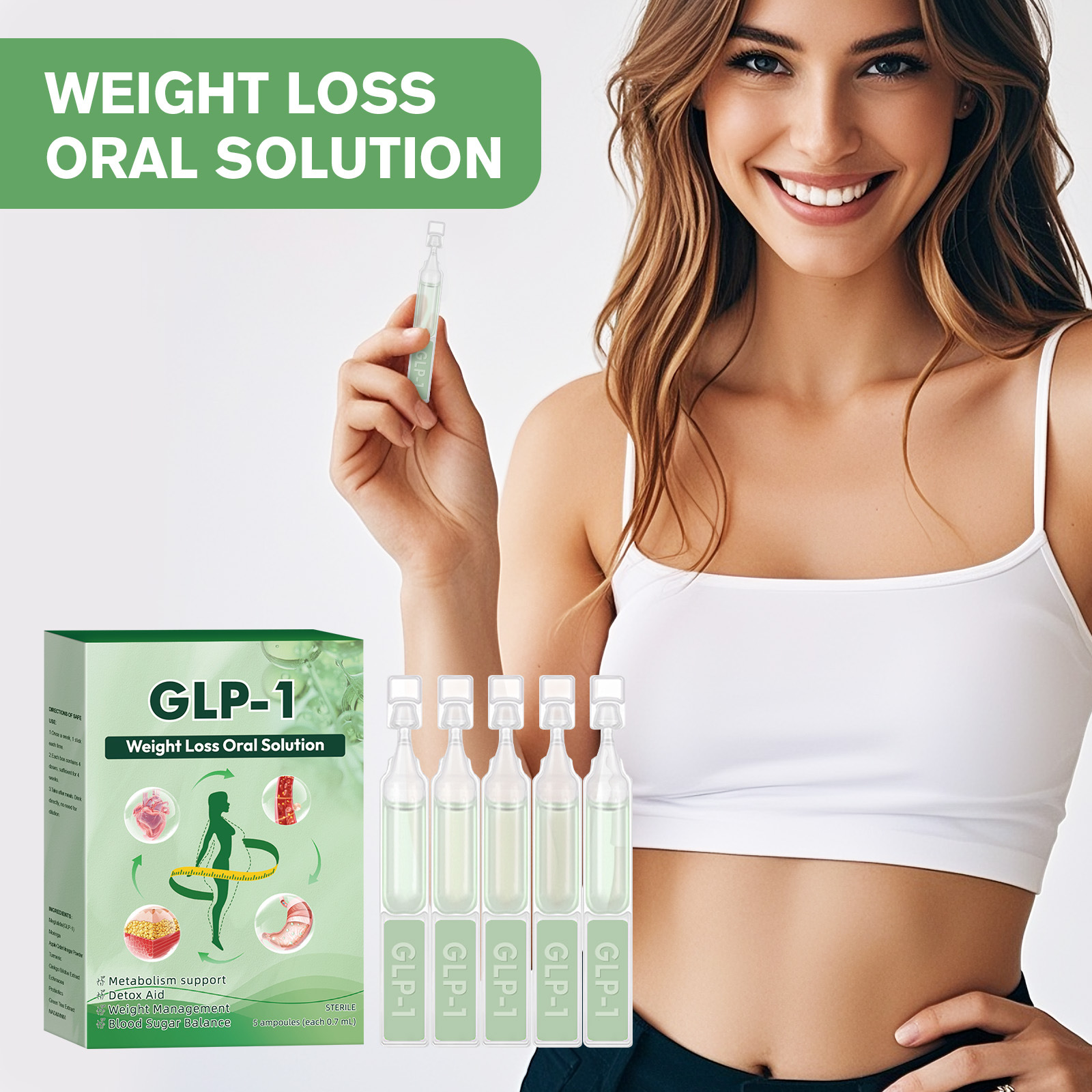 Cross-Border Body Supplement Drops Glp Mild Ingredients Help Tighten the Abdomen and Firm the Body Care Slimming Oral Solution