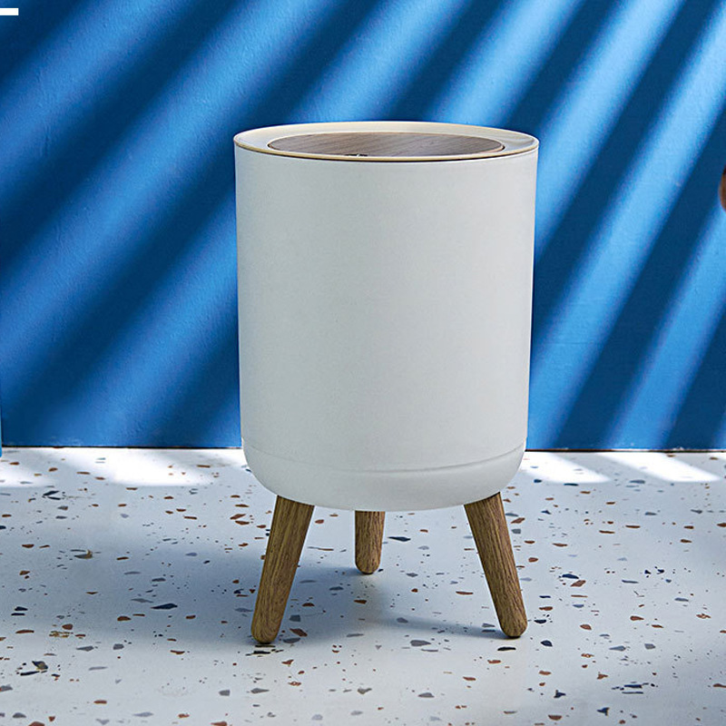 Large-Capacity Luxury Press-Type Lidded Japanese-Style Trash Can for Home Bathroom, Living Room, Kitchen, Dormitory, Bedroom