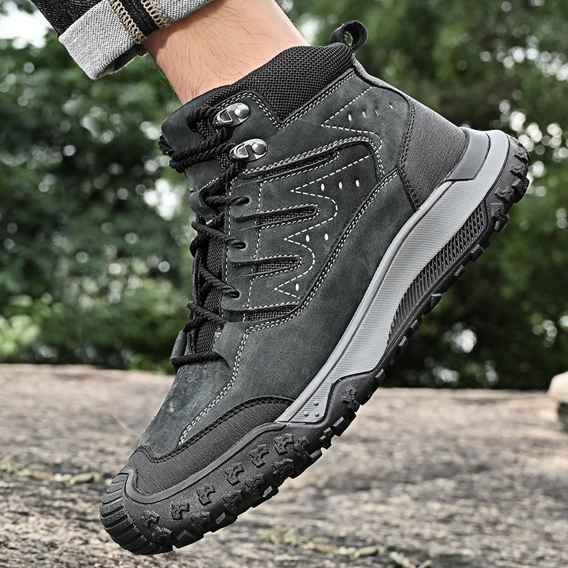 Winter foreign trade non-slip outdoor high-top shoes men's wear-resistant breathable hiking shoes new cross-border plus size men's hiking shoes