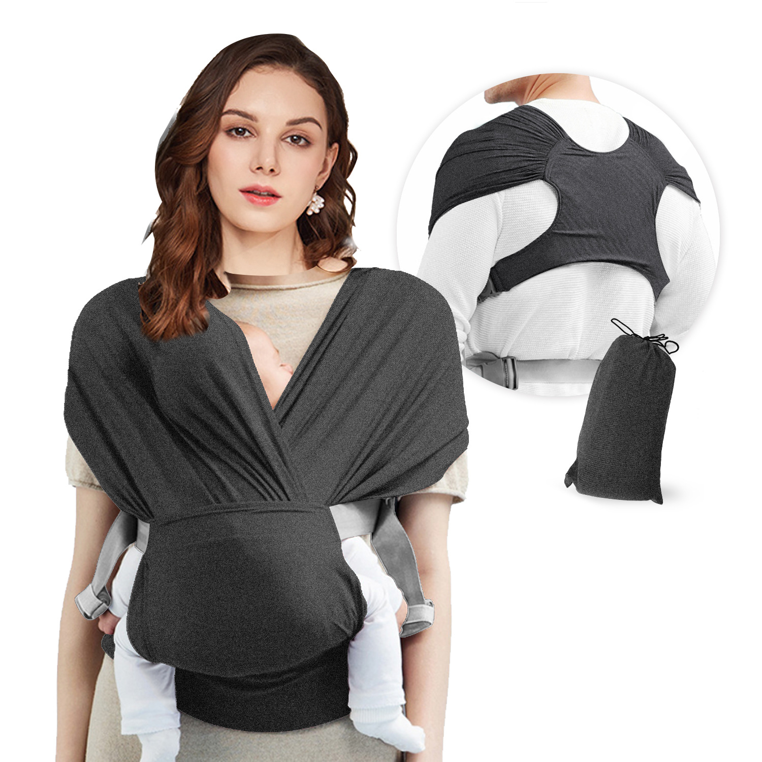 Factory Direct Sales Newborn Baby Knitted Sling Lightweight Baby Holding Hands Freeing to Coax the Secondary Breastfeeding Outing Artifact Bag