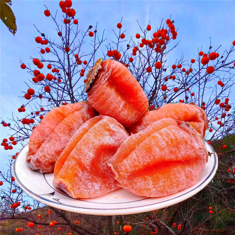 Net Weight Hair Frost Drop Persimmon Cake Fuyuan Cake Hanging Cake Farmhouse Dried Persimmon 0.5-2.5kg Pack Flat Frost Drop Persimmon Cake