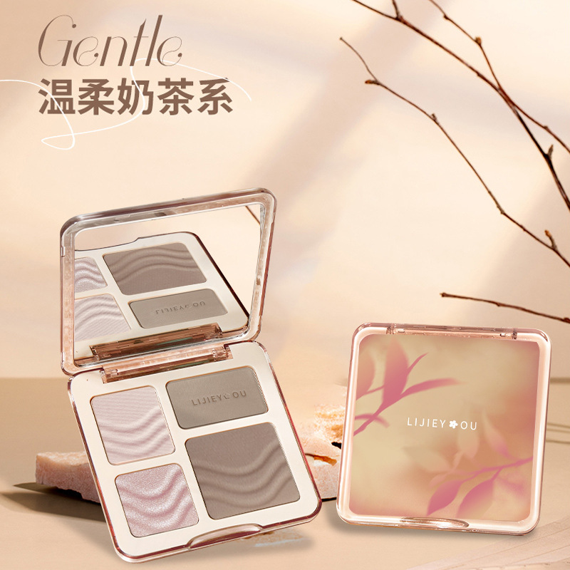 High-Gloss Contouring All-In-One Palette, Blush, Nose Shadow, Eyeshadow, Three-In-One Matte Highlighter, Bilingual for Cross-Border Trade