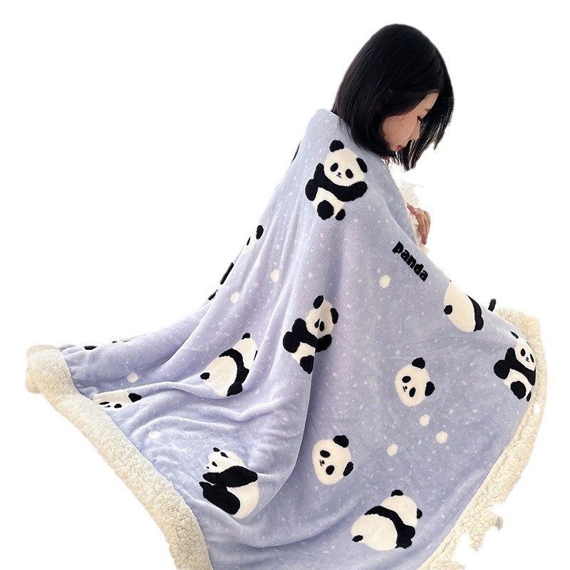 Ins Cute Cartoon Lamb Fleece Casual Blanket Thickened Warm Double Blanket Coral Milk Fleece Cover Blanket
