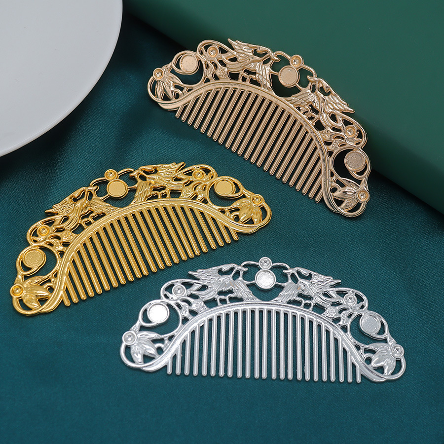 Alloy electrophoresis color-preserving ancient style hair comb collection Tang style new Chinese style hanfu cheongsam peony updo hair insert comb accessories