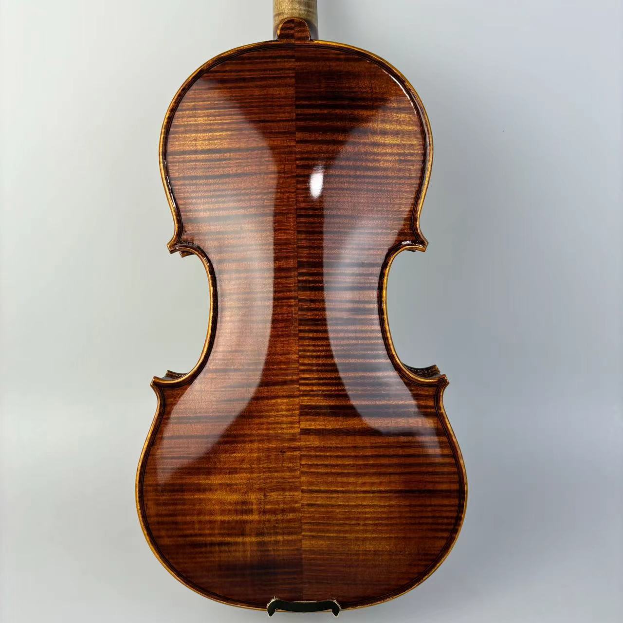 Factory Direct Sales Kaba Gum Handmade Tiger Pattern Back Side Plate Violin Tiger Pattern Piano Head Flower Pattern Solid Wood Violin