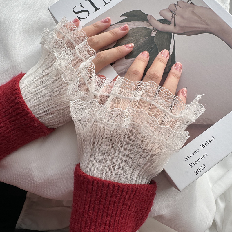 Кружевные манжеты Lolita, женские, косплей, свадебные, с браслетом