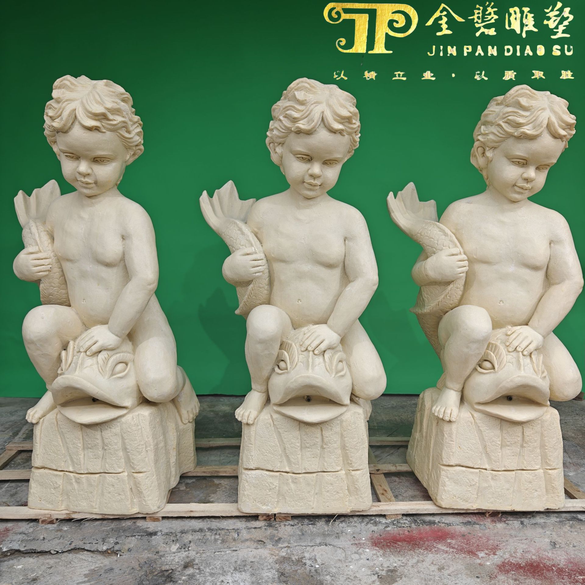 Factory Direct Sales Fiberglass Sandstone Magnesium Mud Cement Angel Doll Courtyard Garden Art Ornaments Statue Sculptures