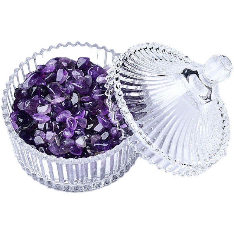 Factory direct natural amethyst gravel degaussing bowl ornaments bracelet degaussing stone jewelry container storage box