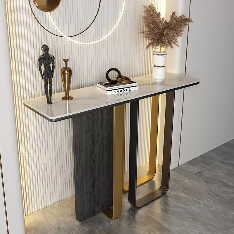 Entrance Slate Wall-Mounted Console Table, Simple Modern Ultra-Narrow Italian Creative Console Table Facing the Door, Entryway Cabinet Storage