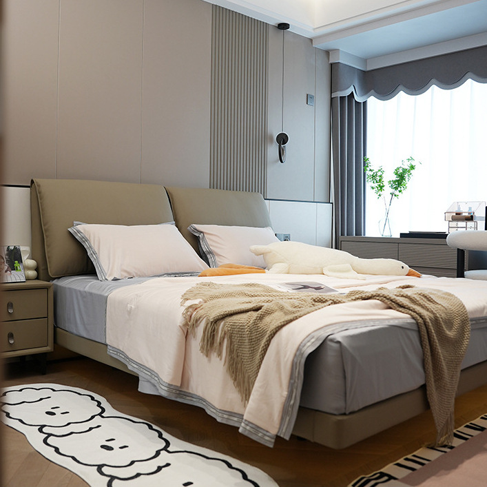 Modern Minimalist Floating Bed 2m X 2.2m Master Bedroom Large Bed Italian Minimalist齐边 Double Bed