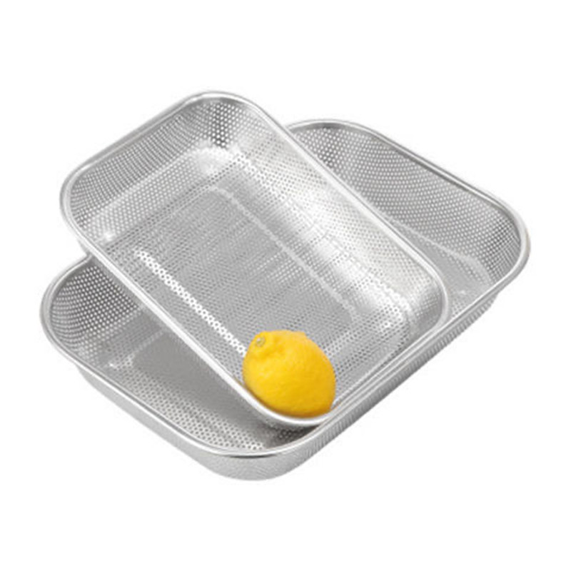 Dense hole square basket leakage plate punching square plate stainless steel dustpan square drain basket vegetable basin floor stall ten yuan store supply