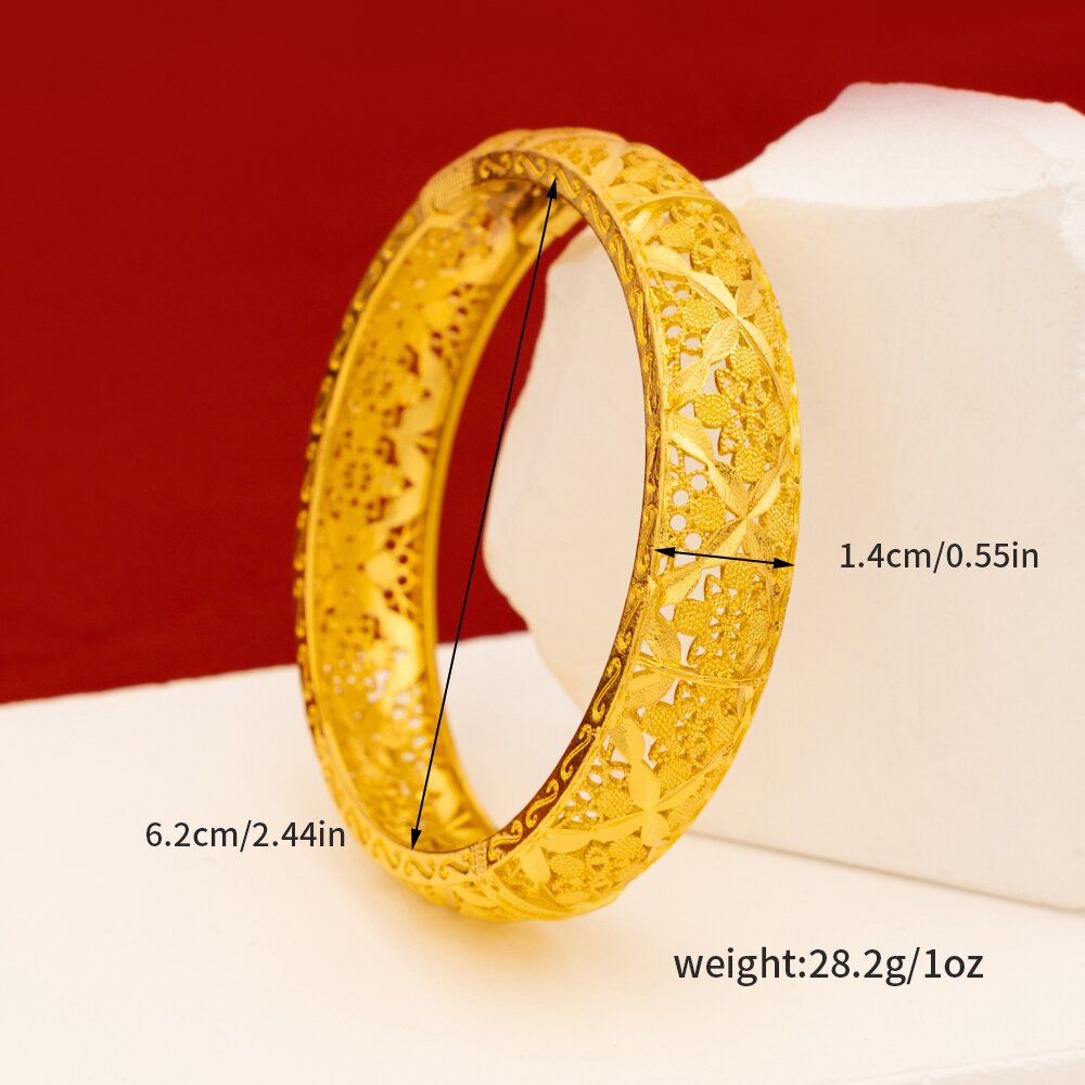 Cross-Border European and American Fashion Women's Open Hollow Bracelet Retro Carved Filigree Vietnamese Wedding Bracelet