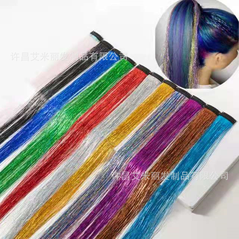 Производитель париков Xuchang, лазерная проволока, клипсы для наращивания волос, цветные проволоки, золотая проволока, прямые волосы