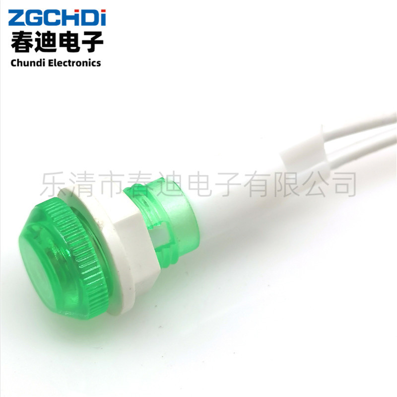 Indicator light XD10-6 high head red yellow green hole 10MM power signal light 12/24/220V LED with wire