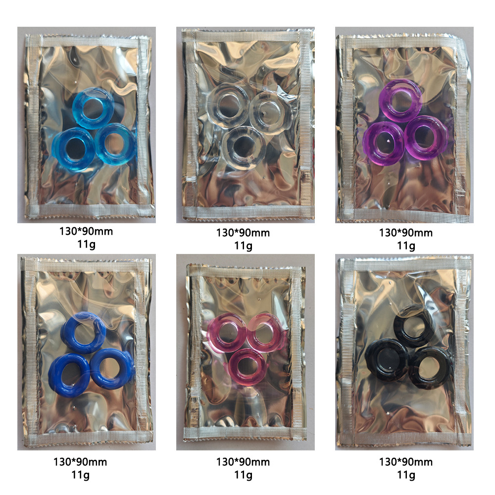 Yifeng sperm lock ring men's three-color ring with beads transparent penis ring aluminum foil pack adult sex toys wholesale