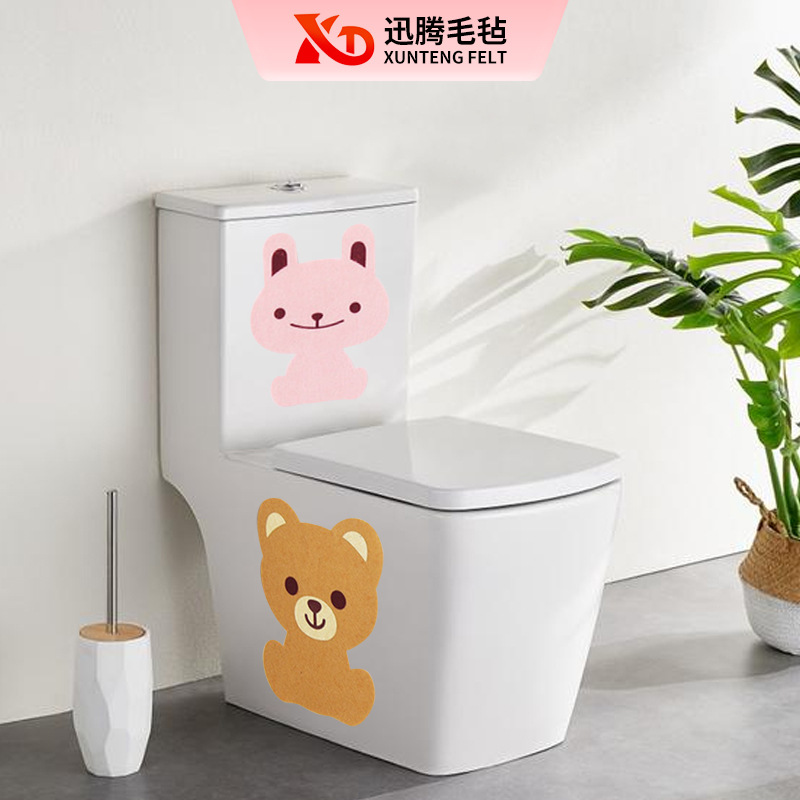 Bathroom Toilet Felt Toilet Stickers Supply Thickeneded Adhesive Pad Toilet Deodorizing Felt Cartoon Toilet Stickers