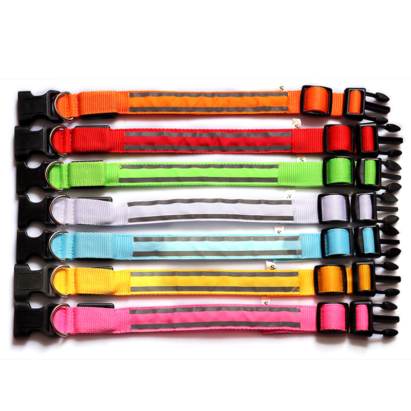 Anti-lost led luminous dog collar pet supplies night walking dog collar USB charging comes with reflective material