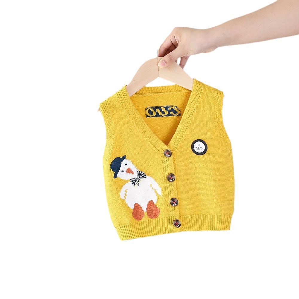Boys and Girls Knitted Vest Spring & Fall Outer Wear 2024 Baby Sweater Baby Wool Vest Baby Sweater Vest