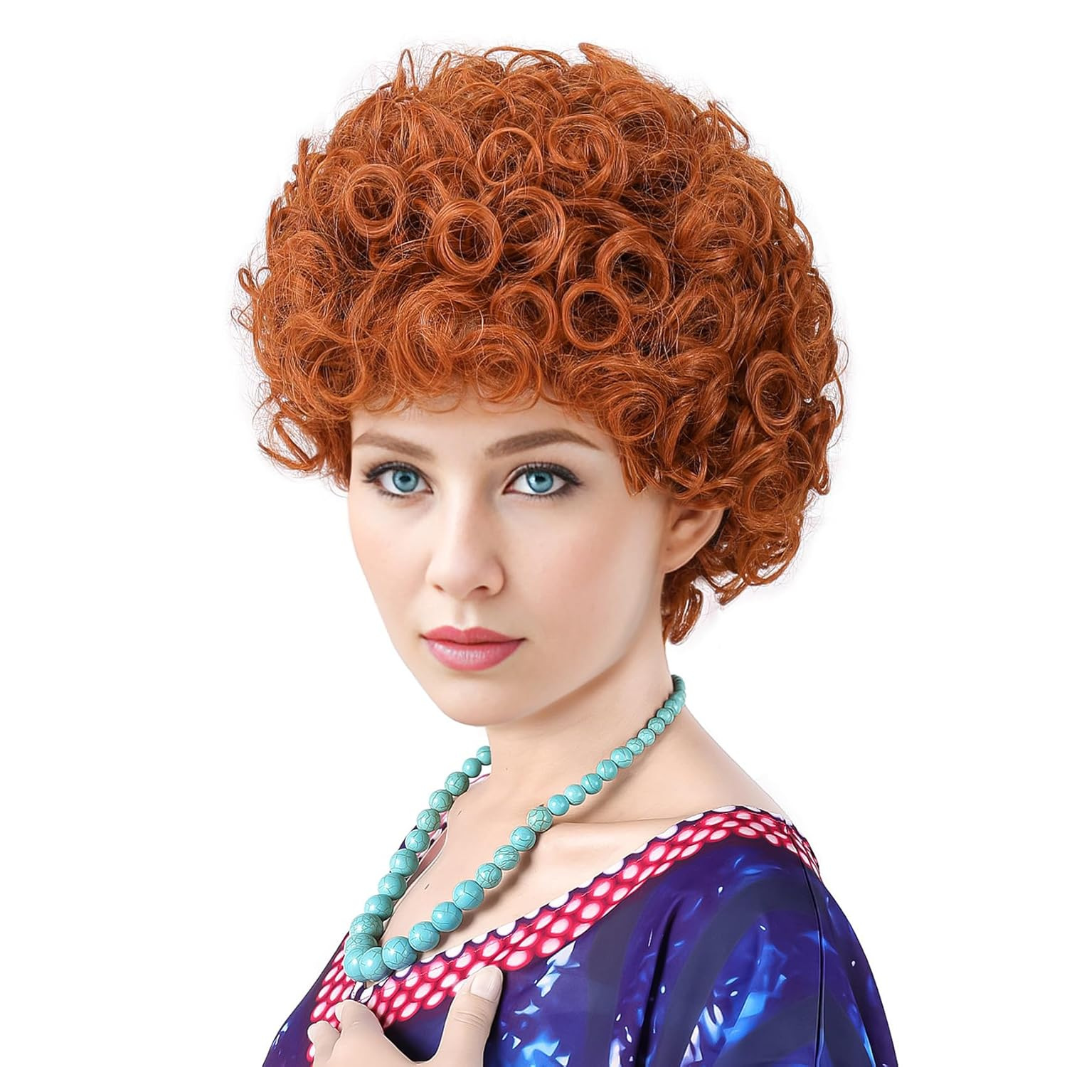 orange red halloween wig mrs roper housewife lady helen rob dress up wig