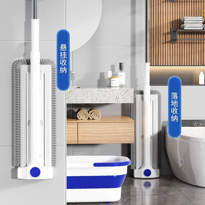 Chenille Microfiber Mop with Stainless Steel Rod, Flat Mop, Absorbent, Hands-Free, Dual-Use, Long Bristles, Thickened