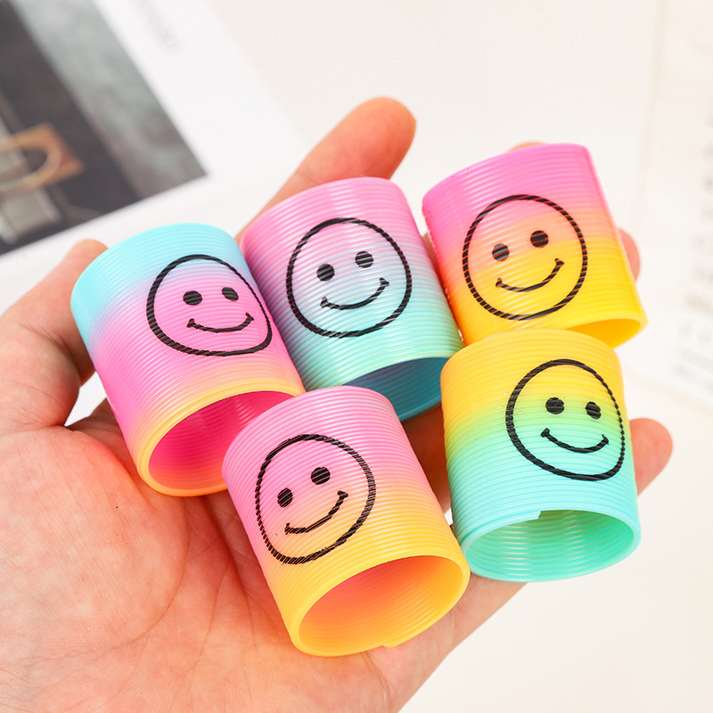 Manufacturer's Magic Rainbow Circle Mini Smiley Face Various Sizes Stacked Elastic Circle Colorful Nostalgic Children's Toys Wholesale