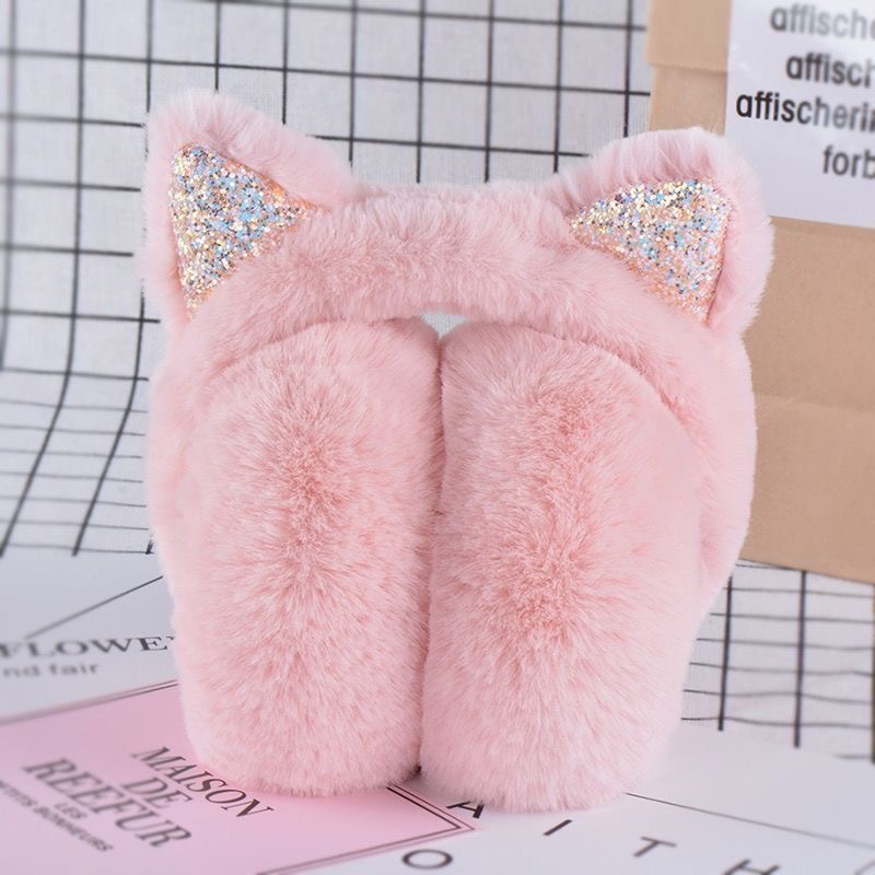 Earmuffs Warm Earmuffs Women's Autumn and Winter Korean Style Cute Student Earmuffs Cartoon Ear Protection Plush Ear Bag Anti-freeze Folding