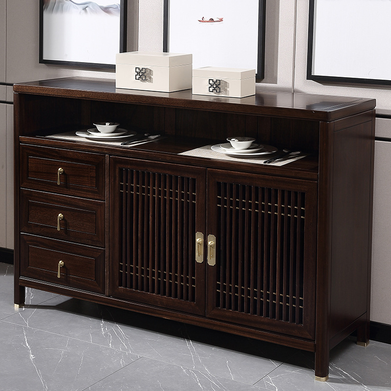 Новый китайский стиль, серванты, современный простой винный шкаф, шкаф для хранения, полностью из массива дерева, чайный шкаф, черное сандаловое дерево