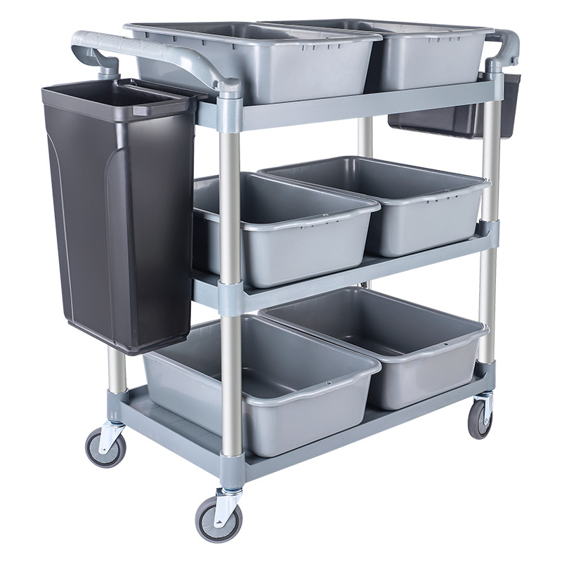 Hotel Food Collection Cart, Commercial Universal Wheel, Restaurant Serving Cart, Thickened Hotel Bowl Collection and Food Delivery Cart, Multi-Functional