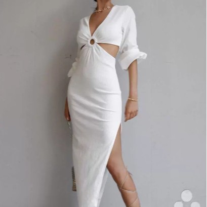 Small Order Quick Return, Manufacturer Custom Women's White Dress Quality Processing Customization