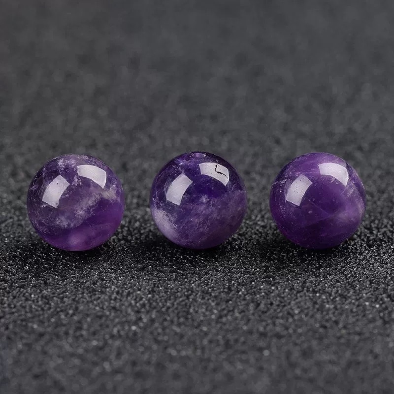 Huige Square Crystal Natural Fantasy Amethyst Scattered Beads Round Beads DIY Handmade Beads Amethyst Semi-finished Products
