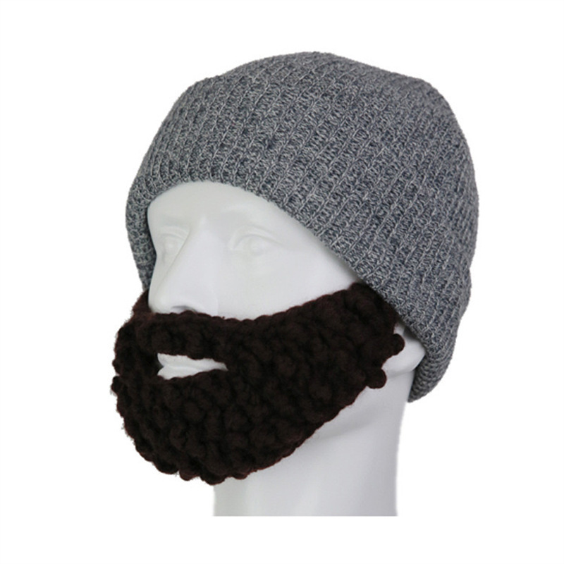 Creative spoof fake beard hat European and American knitted beard cotton hat funny wool knitting cotton ear protection