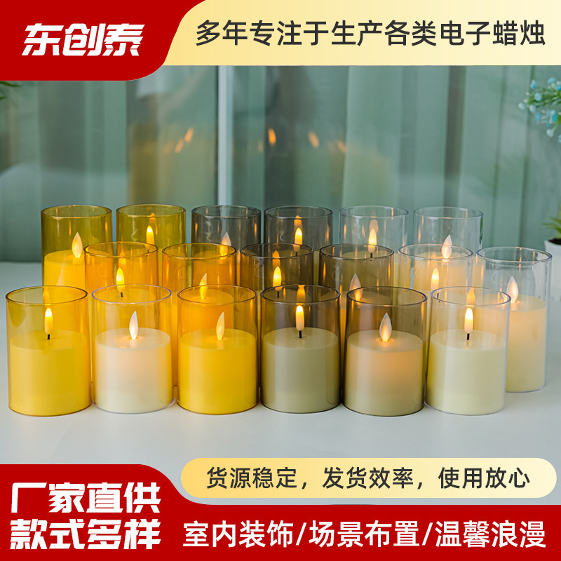 пластиковая акриловая свеча праздничная свеча имитация атмосфера свеча светодиодная электронная свеча Amazon