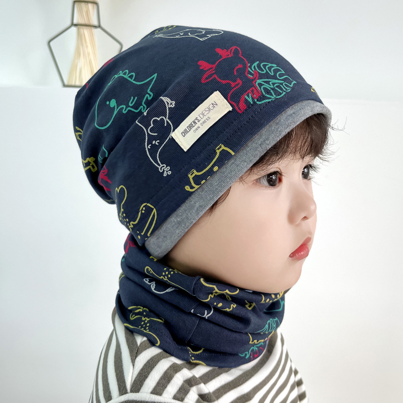 Новинка осень-зима, детская шапка контрастного цвета, ветрозащитный шарф, двухпредметный комплект для мальчиков и девочек, милая вязаная шапка