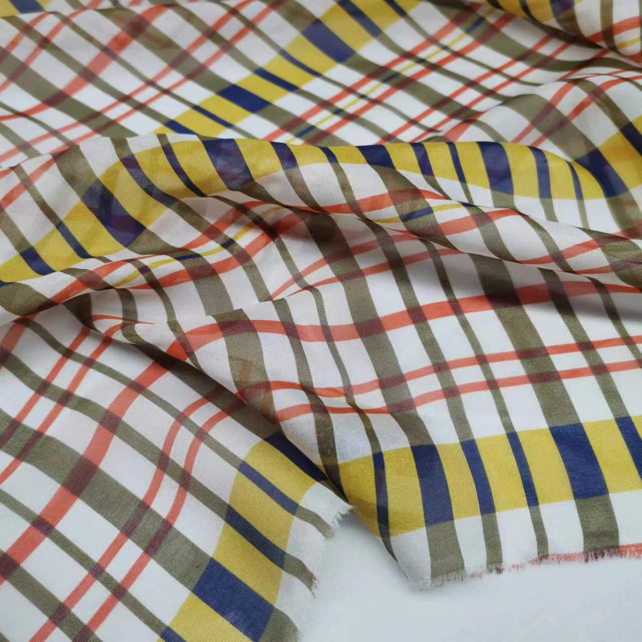 Клетчатый шифон из 100% тутового шелка ткань для рубашек и юбок
