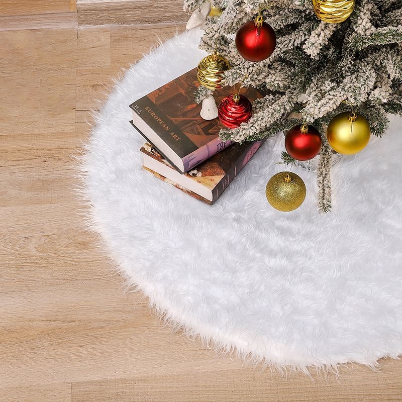 Christmas Tree Skirt Wholesale Christmas Decorations White Tree Skirt Long Plush Embroidered Sequin Tree Skirt Pure White Rabbit Fur Tree Skirt