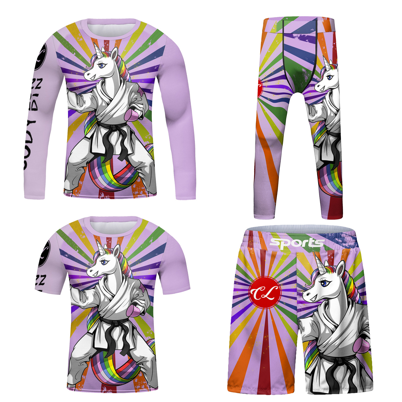 Leisure Sports children's four-piece suit Four Seasons suitable for basketball sports breathable quick-drying exquisite printing four-piece suit