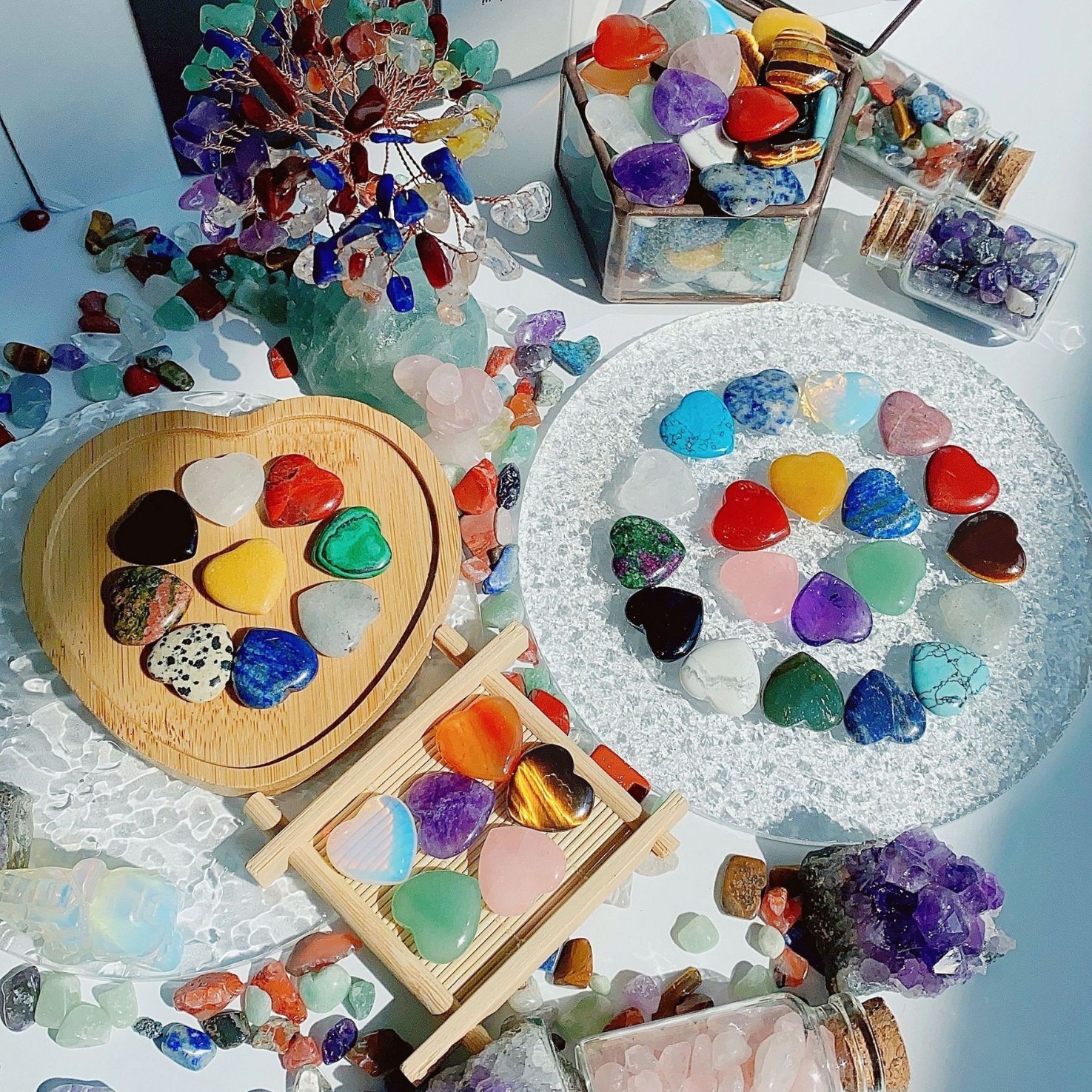 Cross-Border Hot Selling Natural Crystal 20mm Heart-Shaped Heart Natural Stone Ornaments Gemstone Wholesale Natural Stone Accessories