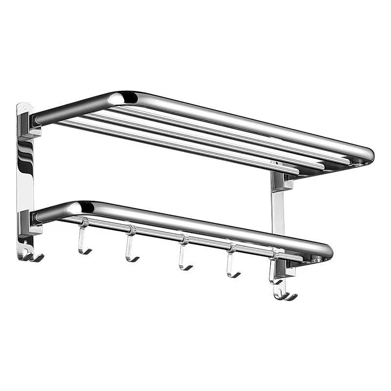 304 Stainless Steel Storage Rack Bathroom Toilet Towel Rack No-Drill Bath Towel Rack Bathroom Storage Wall-Mounted Shelf