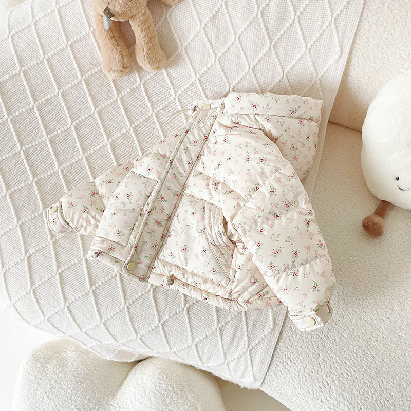 Children's down Jacket 2024 Winter New Girls down Jacket New National Standard 90 White Duck down Baby Girl Floral Jacket Wholesale